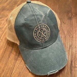 Tin Cup Mountain Whiskey Distressed Mesh Back Snapback Baseball Cap Hat OS